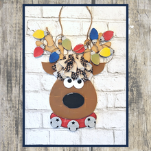 Load image into Gallery viewer, Reindeer Rag Tie Door Hanger
